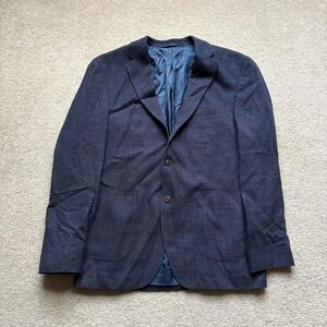 Rodd & Gunn Blazer Mens Large Navy Blue Wool Cotton Sports Fit Woven Italy